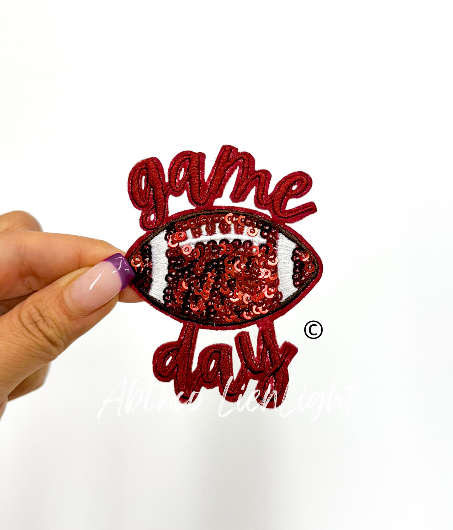 3” game day football sequins embroidery patch iron on