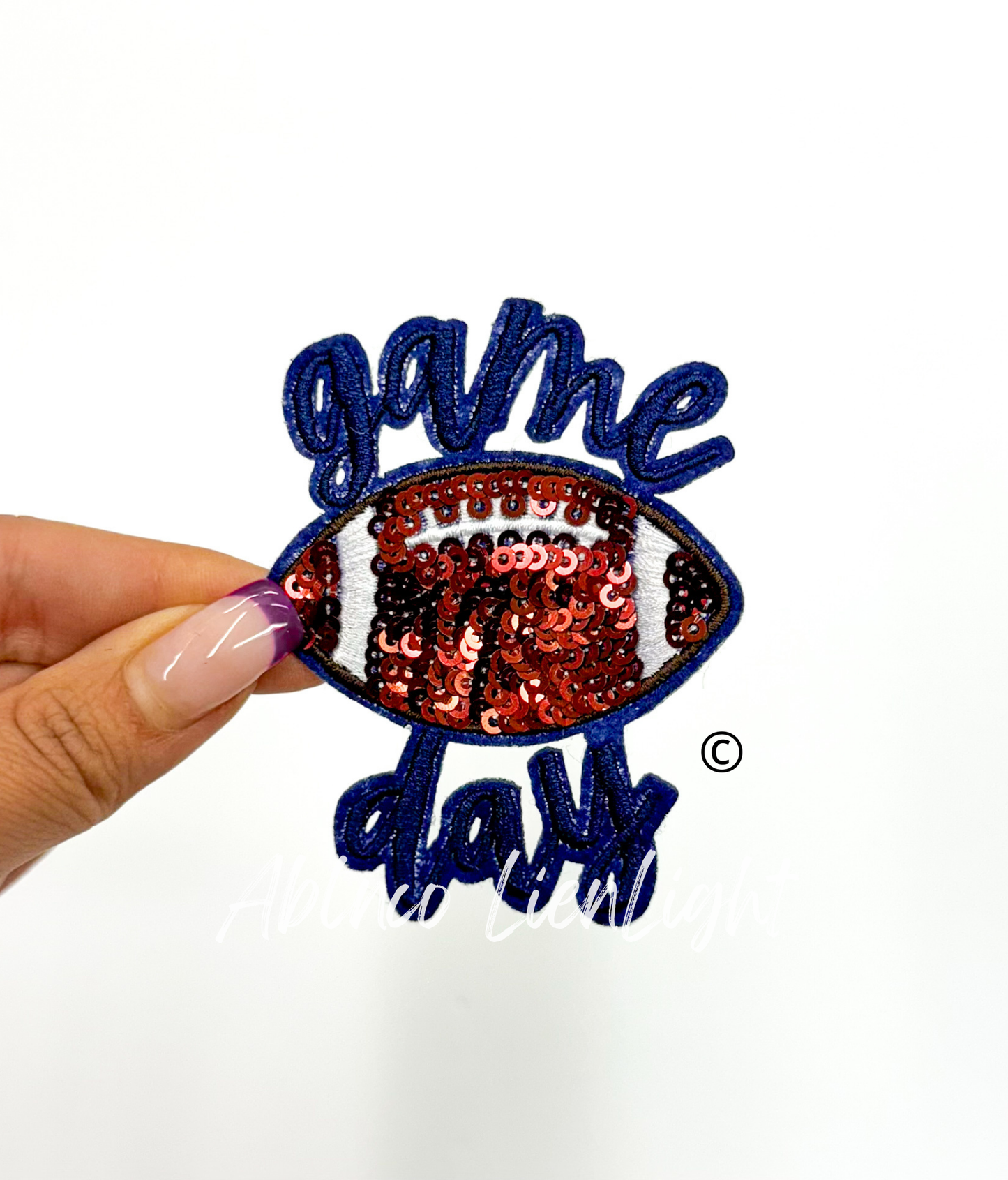 3” game day football sequins embroidery patch iron on