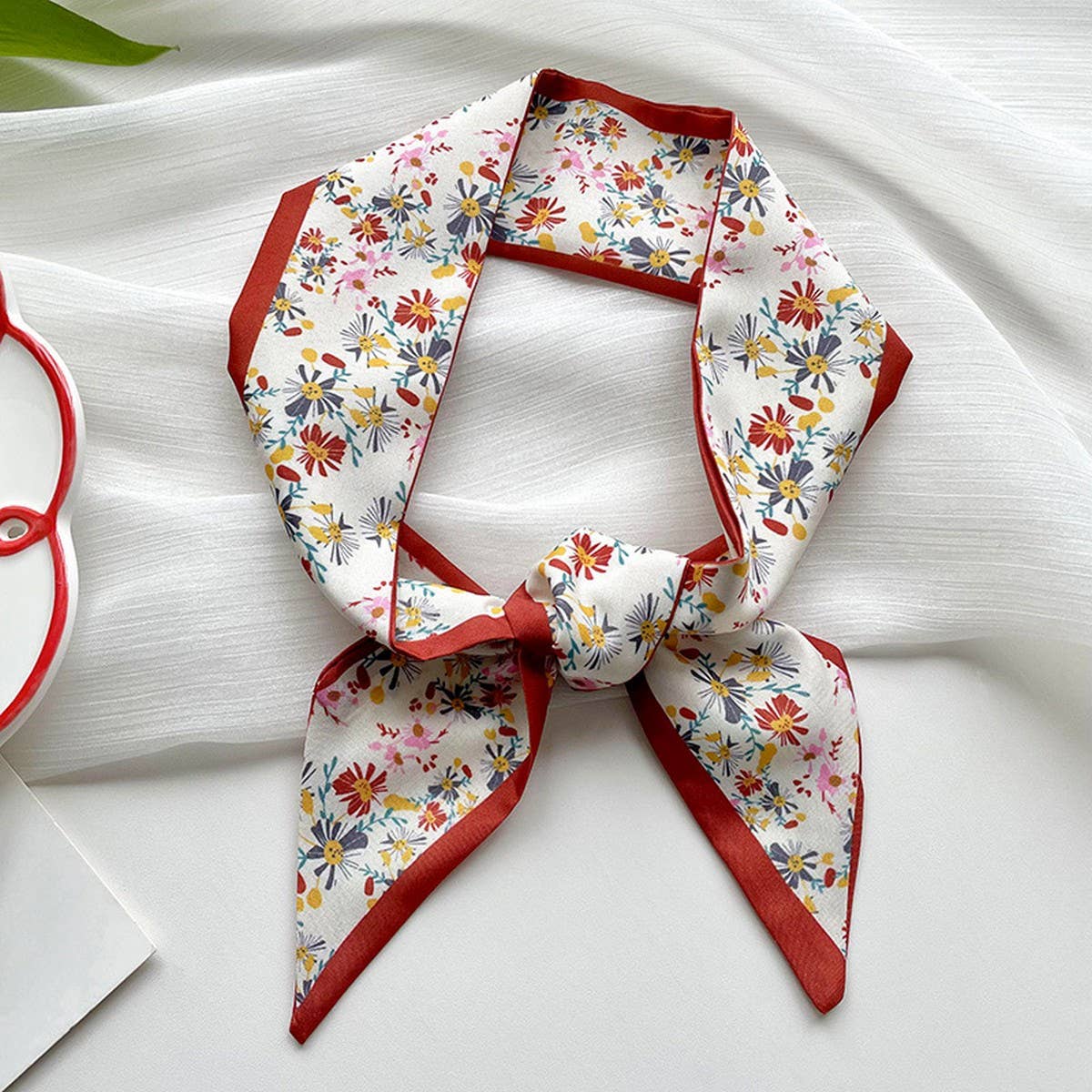 Red Skinny Twilly Scarf – Hair  Ribbon Accessory_CWASC1981