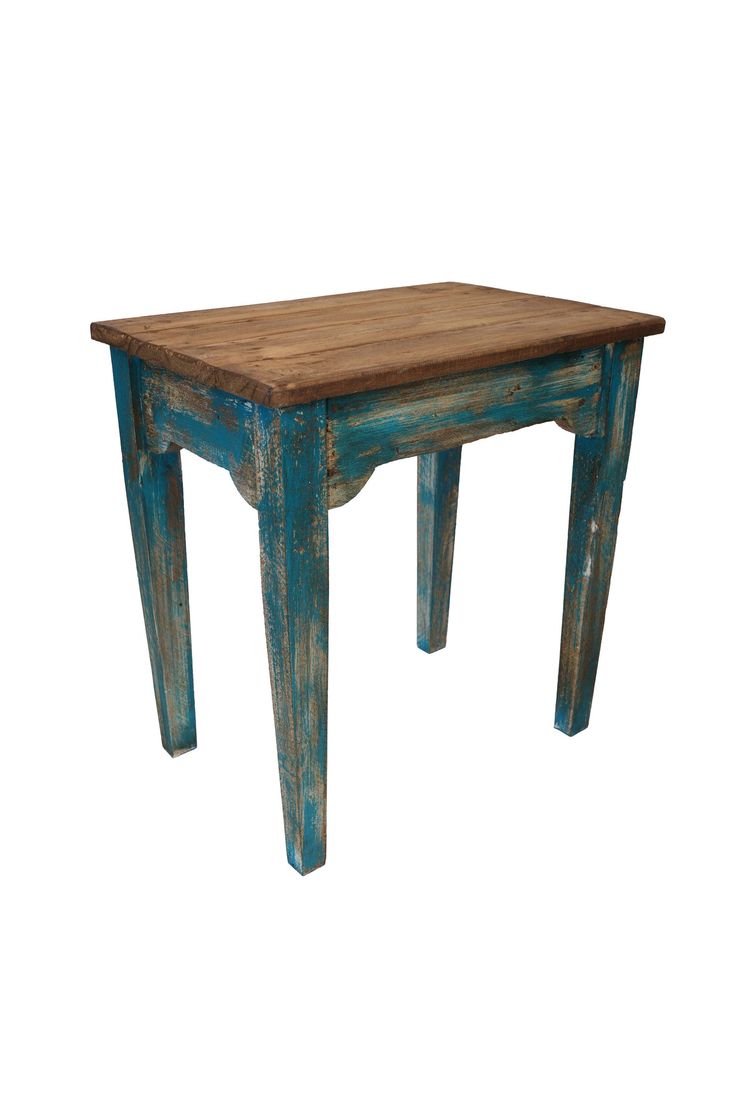 Tobin Farmhouse Display Table-Wood-18x12x18-Turquoise