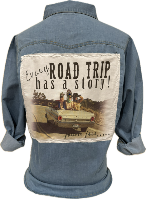 Denim Pearl Snap Chambray (with patch on back)
