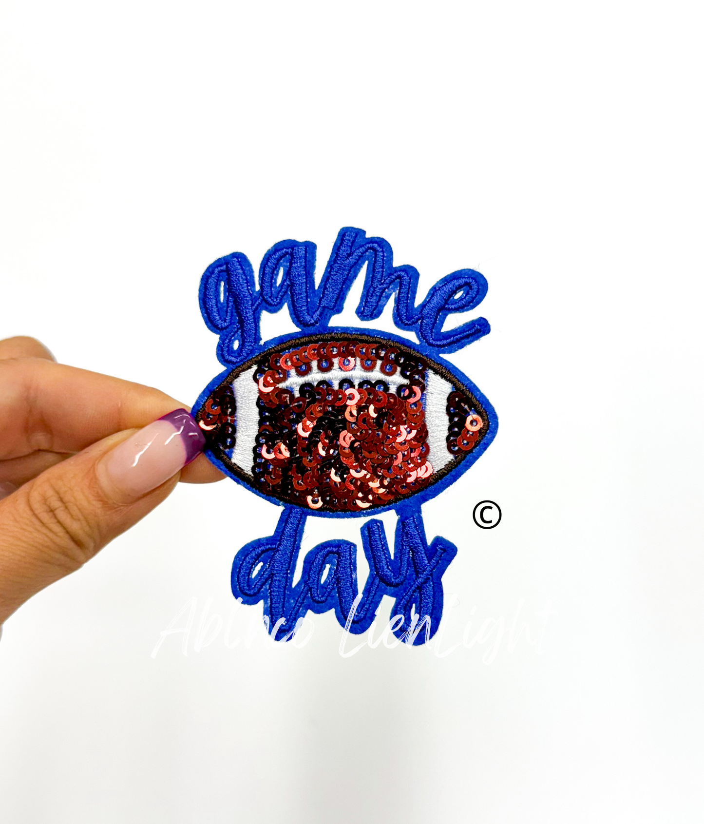 3” game day football sequins embroidery patch iron on