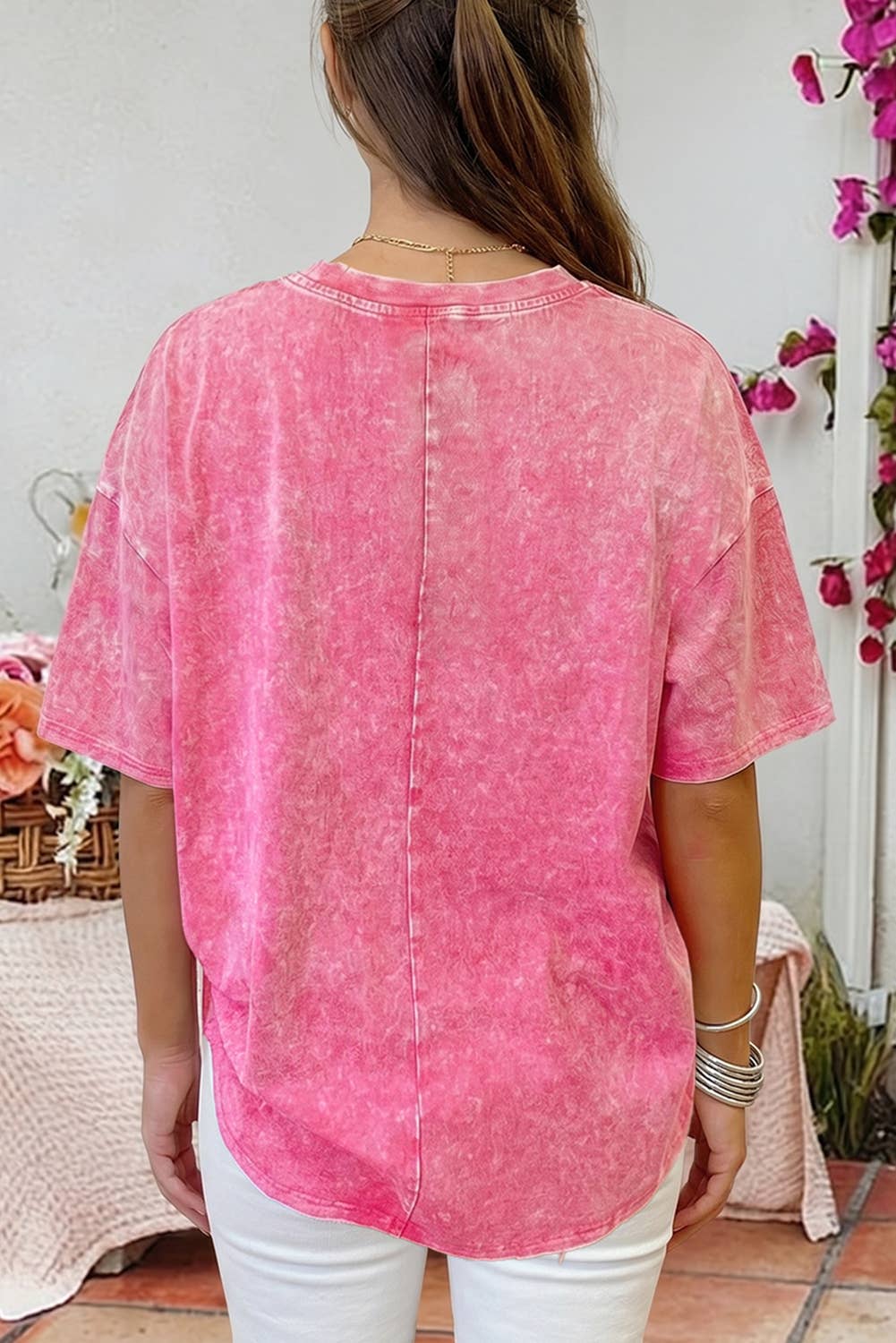 Solid Color Cotton Mineral Washed Oversize Tee