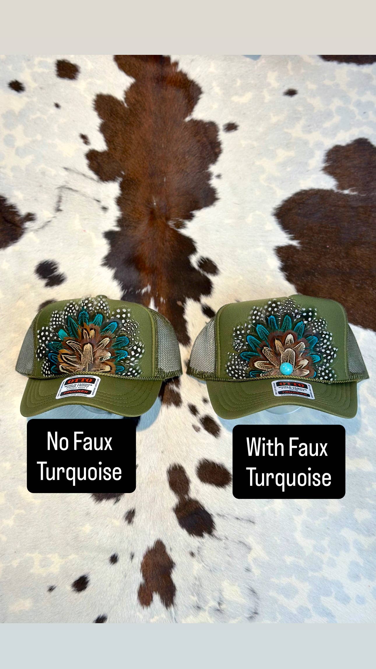 GREEN FEATHER TRUCKER HAT