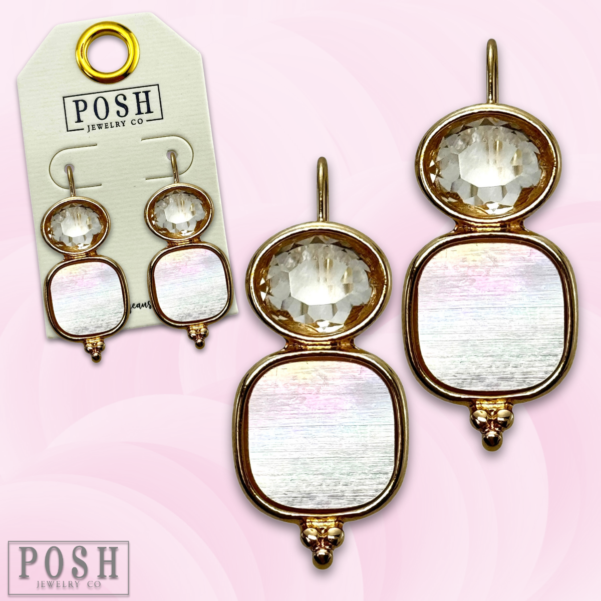 Rhinestone and MOP look earring