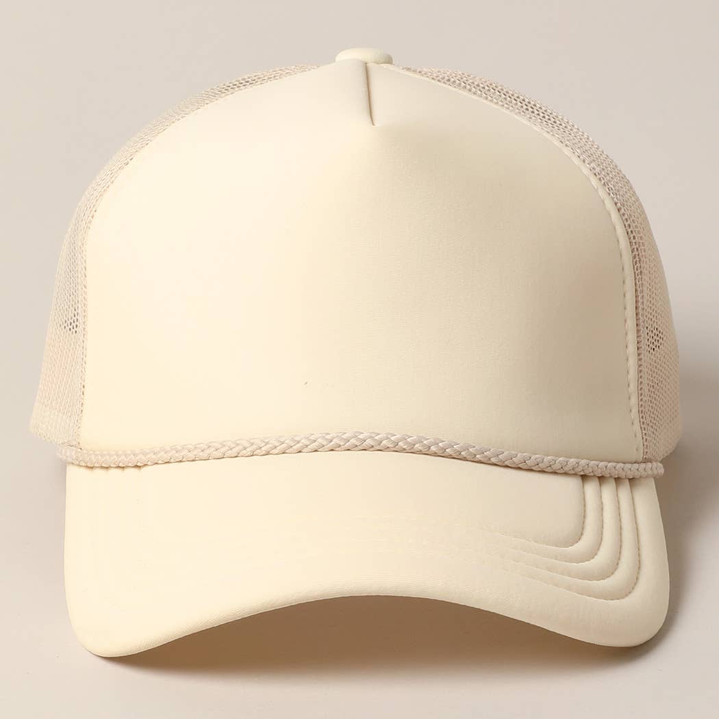 Plain Foam Rope Mesh Back Trucker Hat