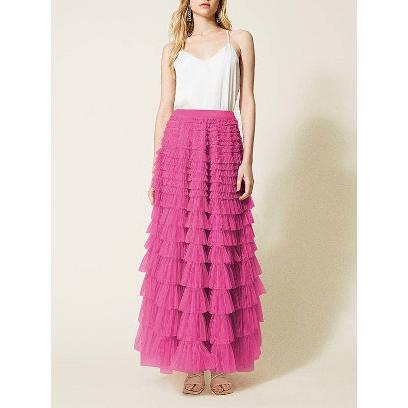 A-Line High Waisted Solid Color Tulle Skirts Bottoms
