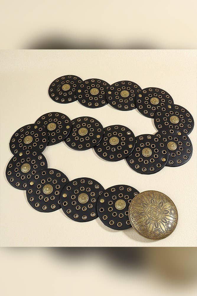 Round Panel Eyelet Western Belts MOQ 3pcs ZK1329