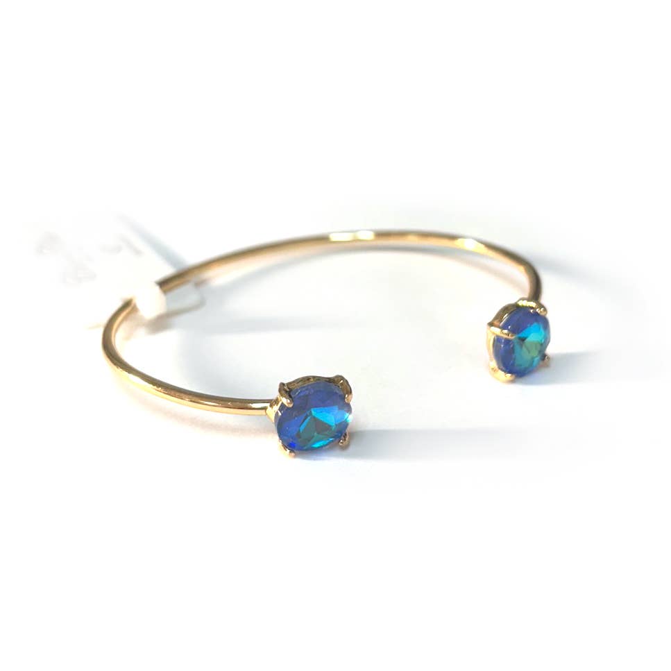 Cuff Wire Bangle for Women and Girls w/ Glass Stone Accent