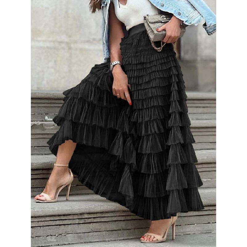 A-Line High Waisted Solid Color Tulle Skirts Bottoms