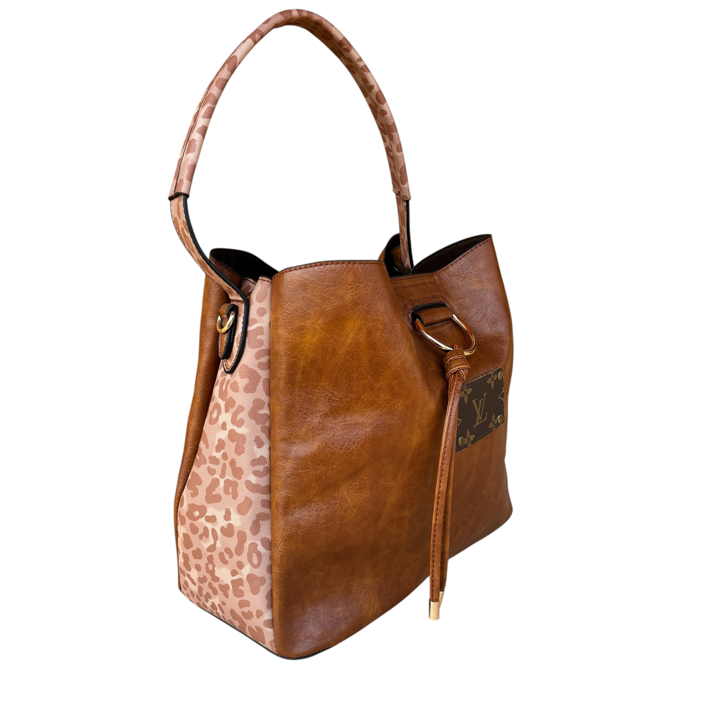 Cognac Lawless Leopard Trim Hobo
