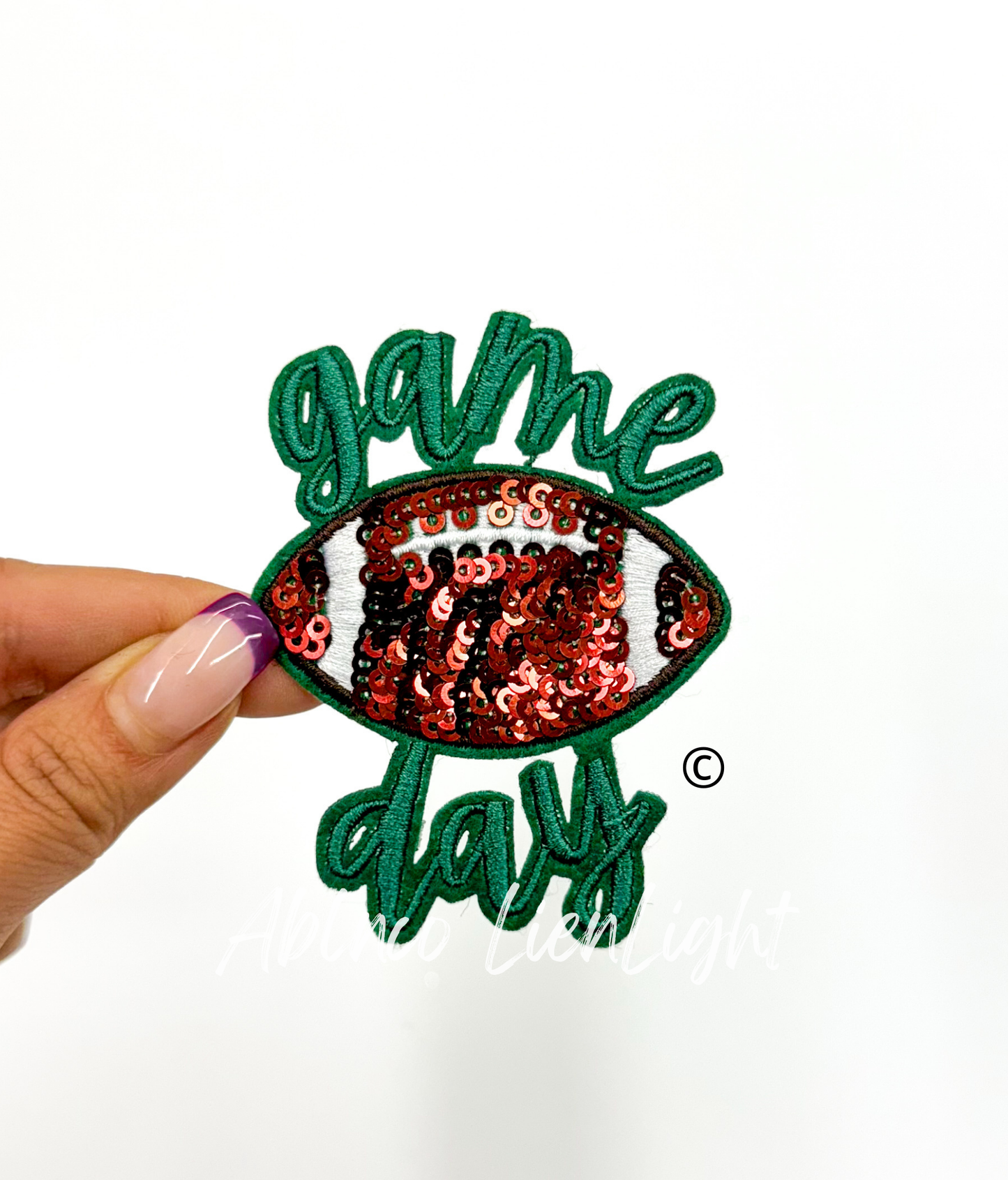 3” game day football sequins embroidery patch iron on