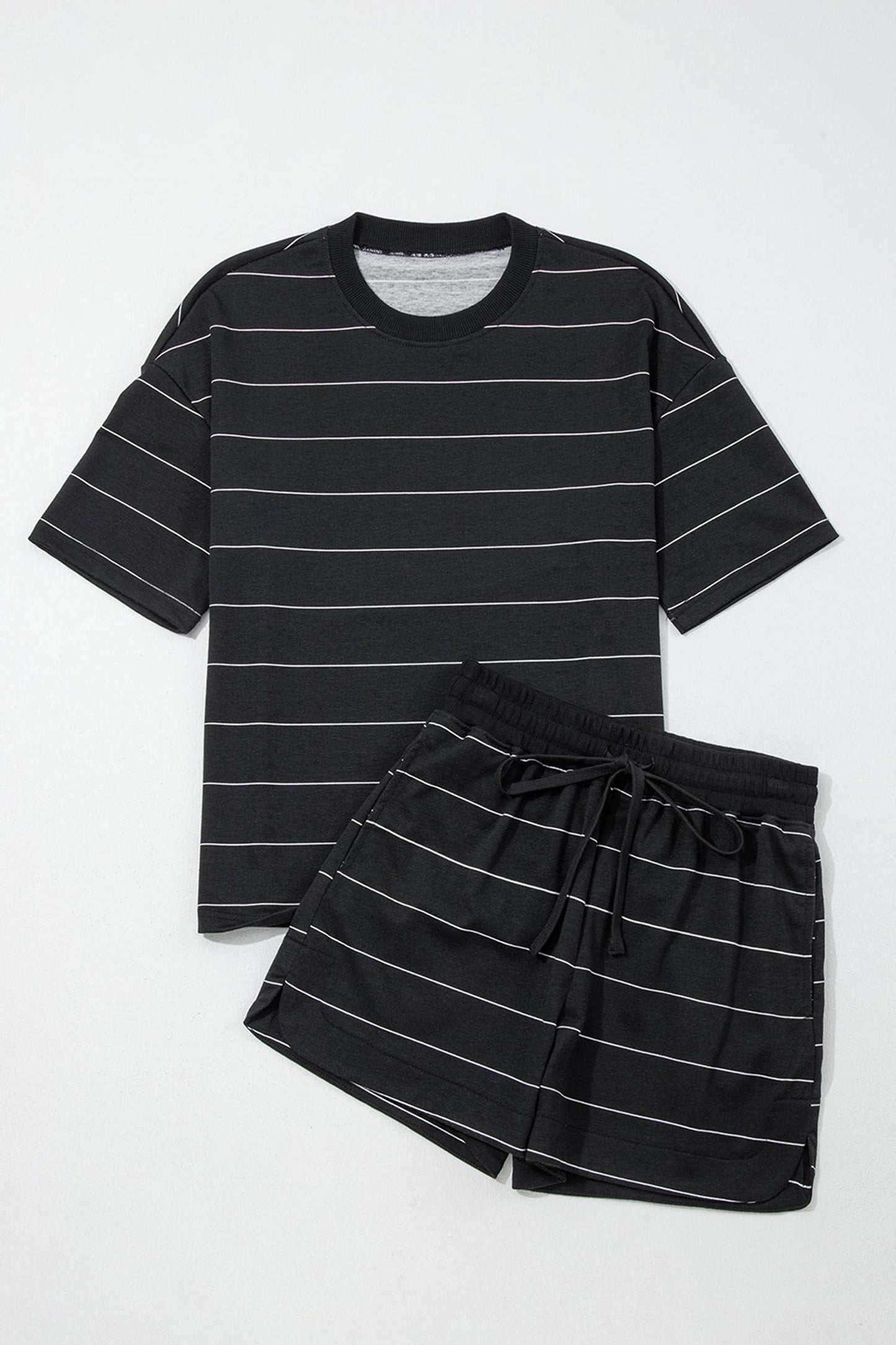 LAS Stripe Tee Drawstring Shorts 2pcs Set (S-XL)