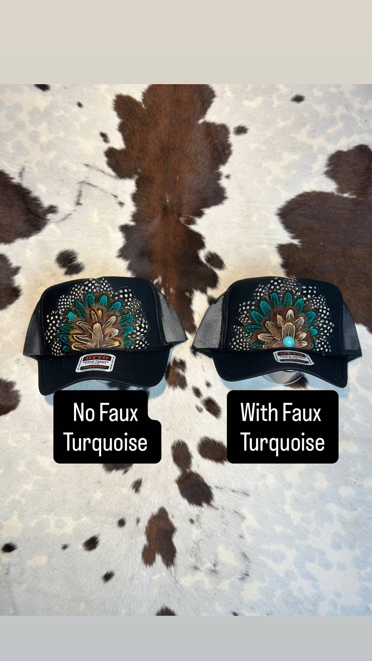 BLACK FEATHER TRUCKER HAT