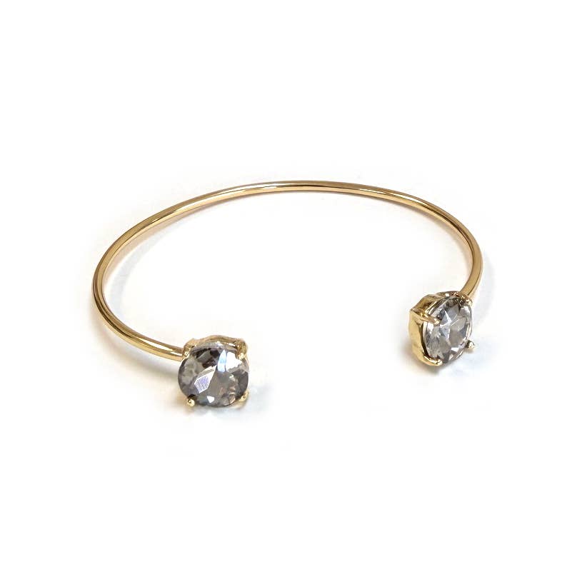 Cuff Wire Bangle for Women and Girls w/ Glass Stone Accent