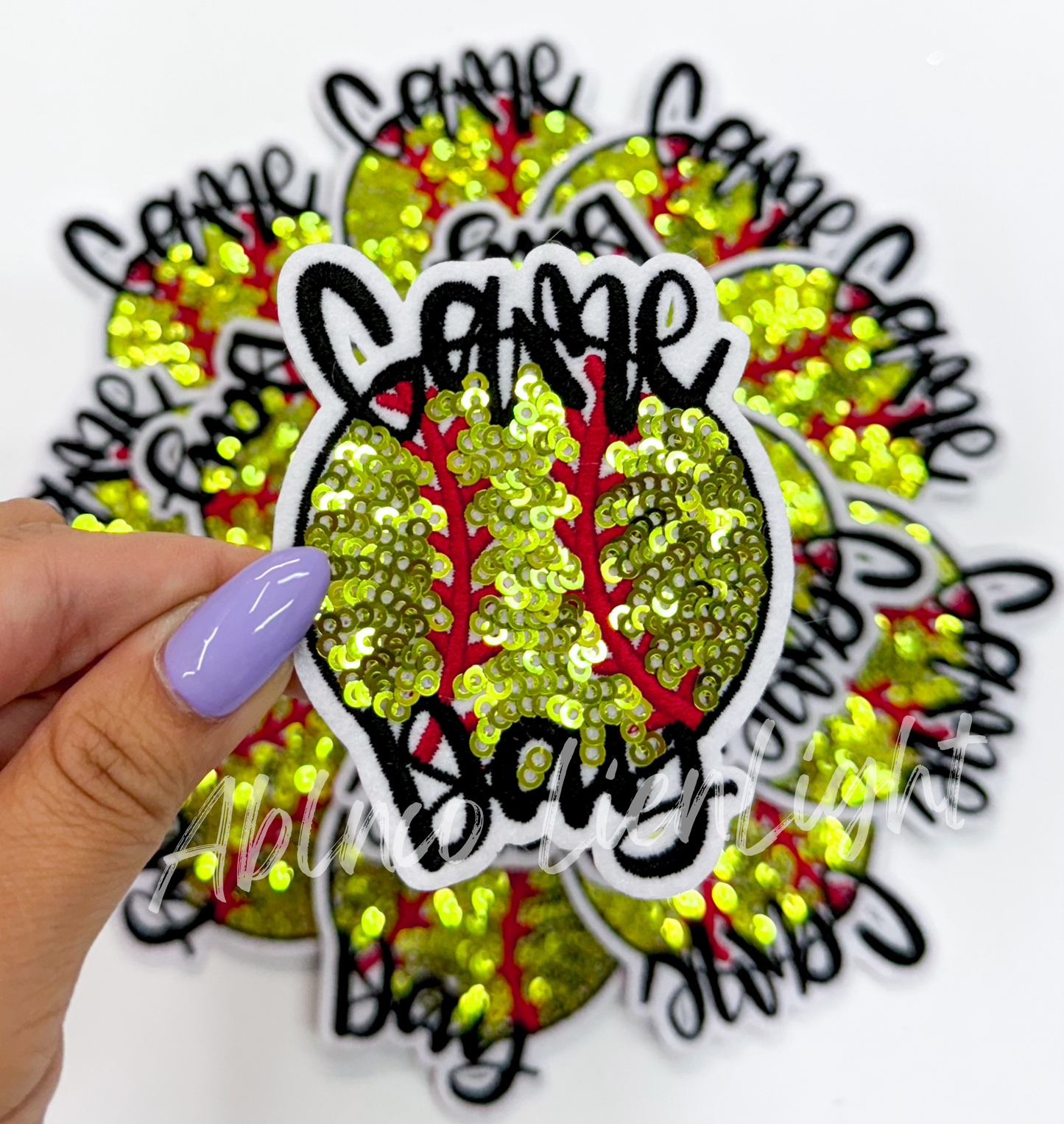 Softball game day sequins embroidery hat patch iron on