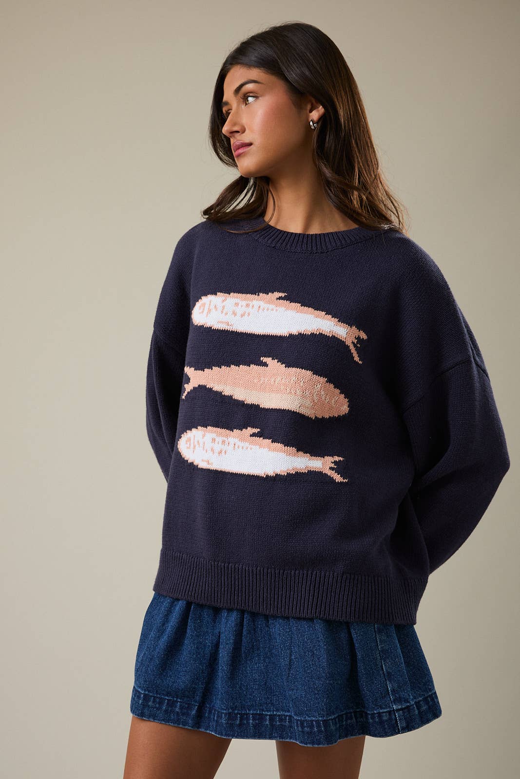 ROUND NECK 3 SARDINES SWEATER TOP