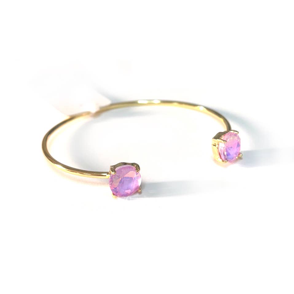 Cuff Wire Bangle for Women and Girls w/ Glass Stone Accent