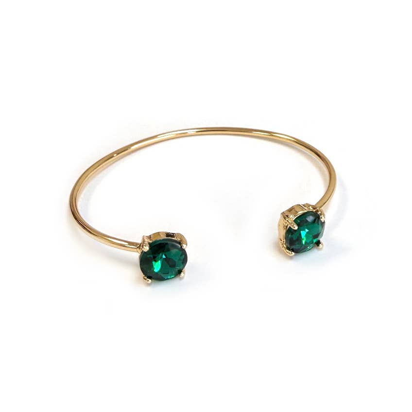 Cuff Wire Bangle for Women and Girls w/ Glass Stone Accent