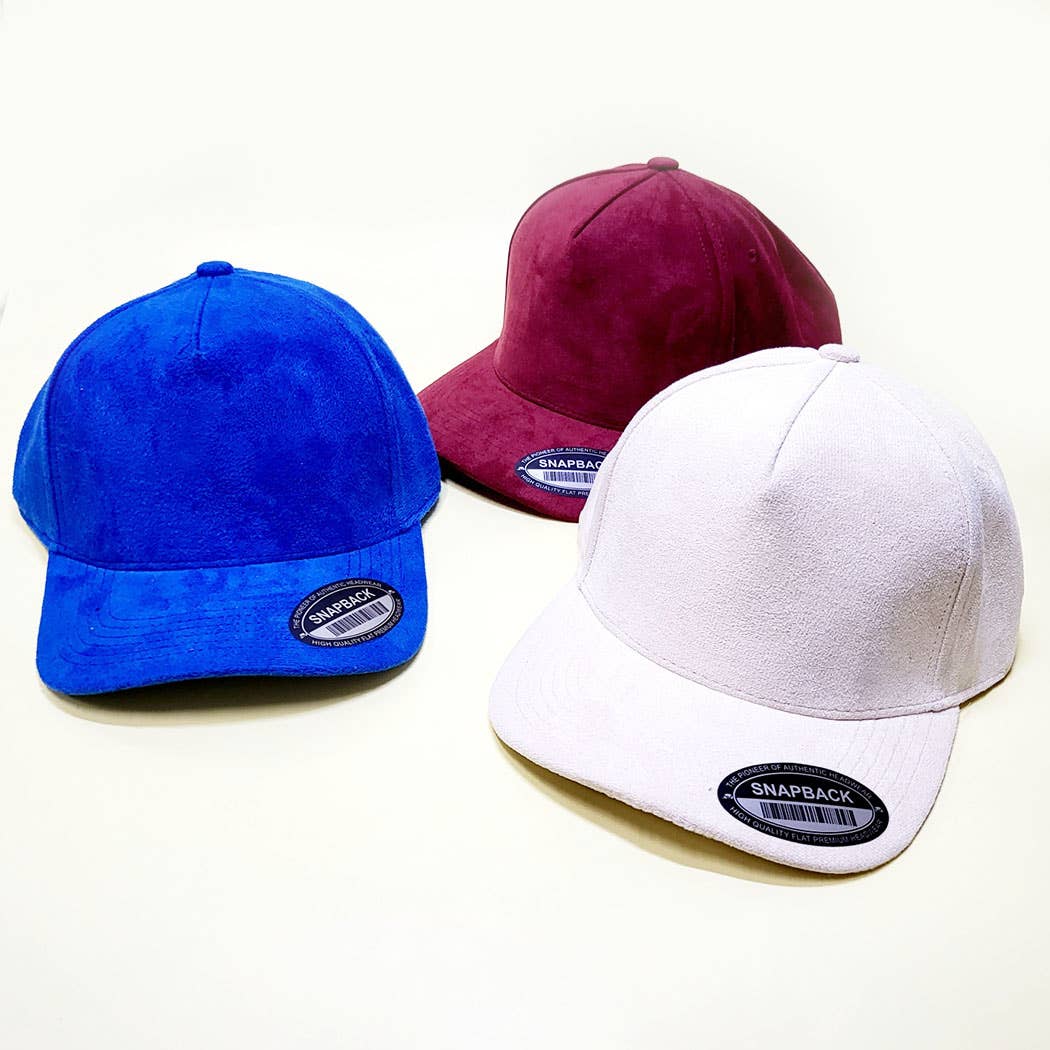 Dozen Solid Color Suede Snapback Hats