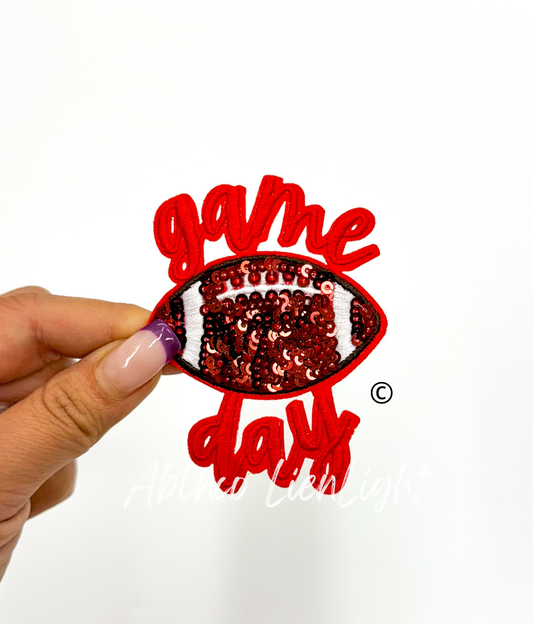 3” game day football sequins embroidery patch iron on
