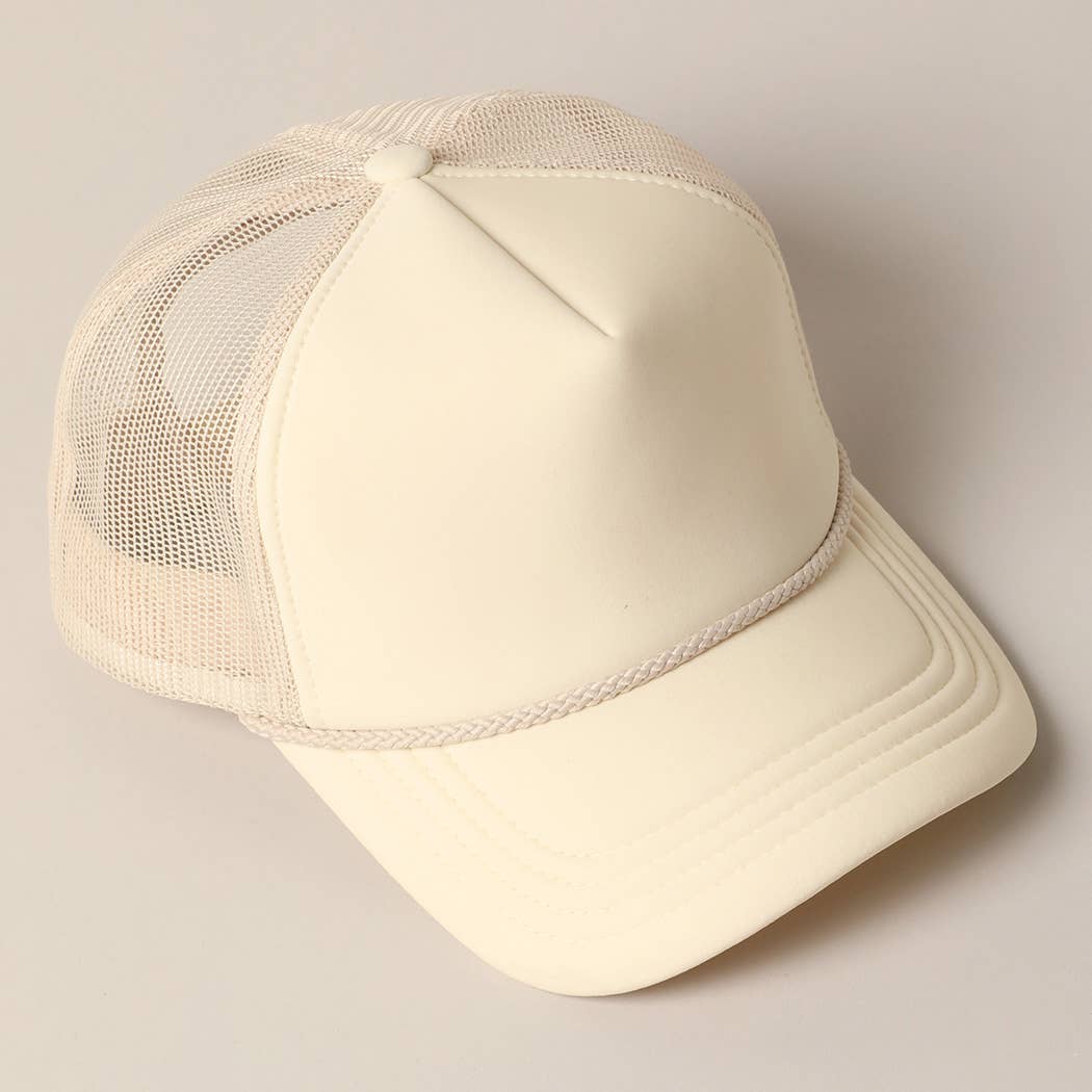 Plain Foam Rope Mesh Back Trucker Hat