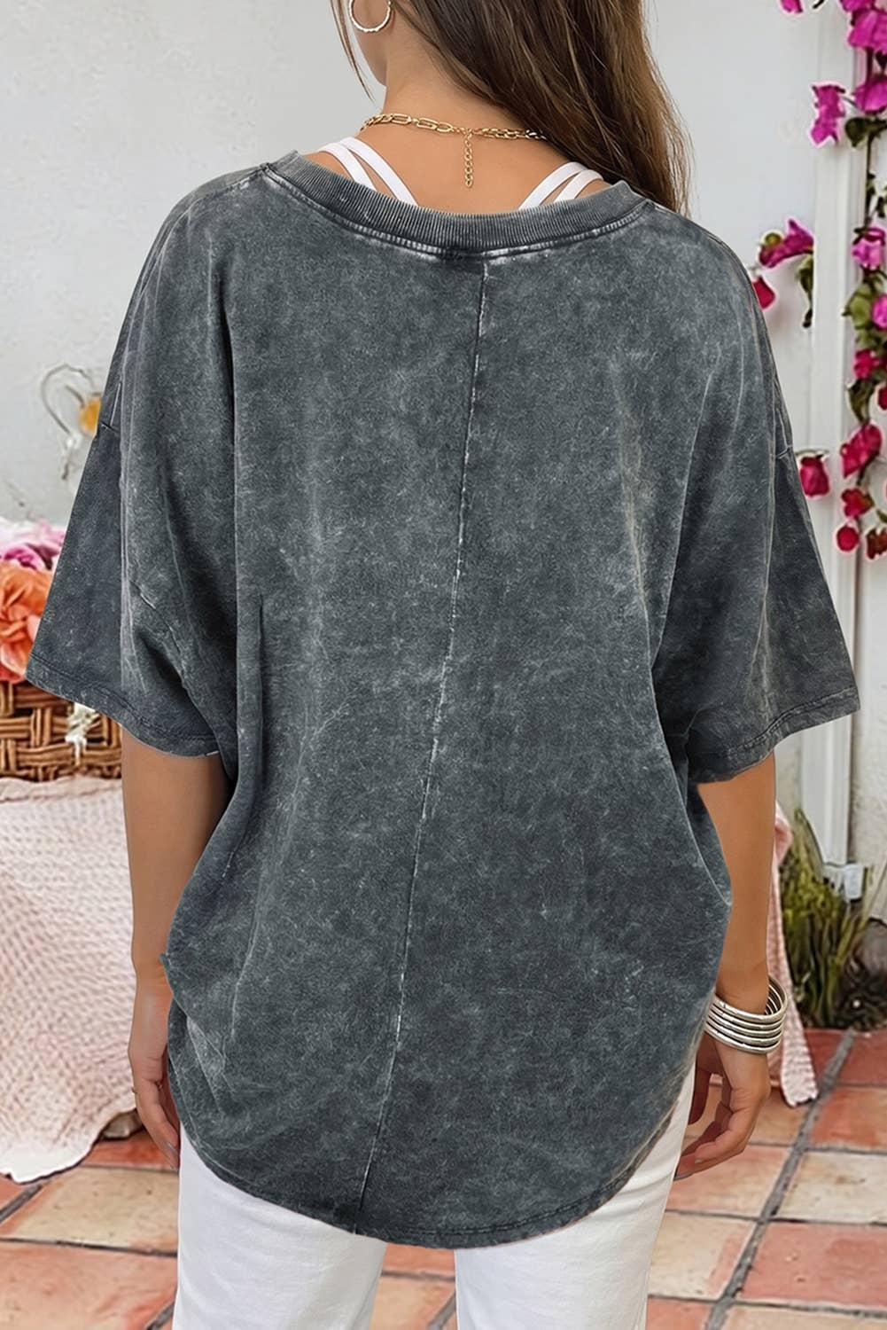 Solid Color Cotton Mineral Washed Oversize Tee