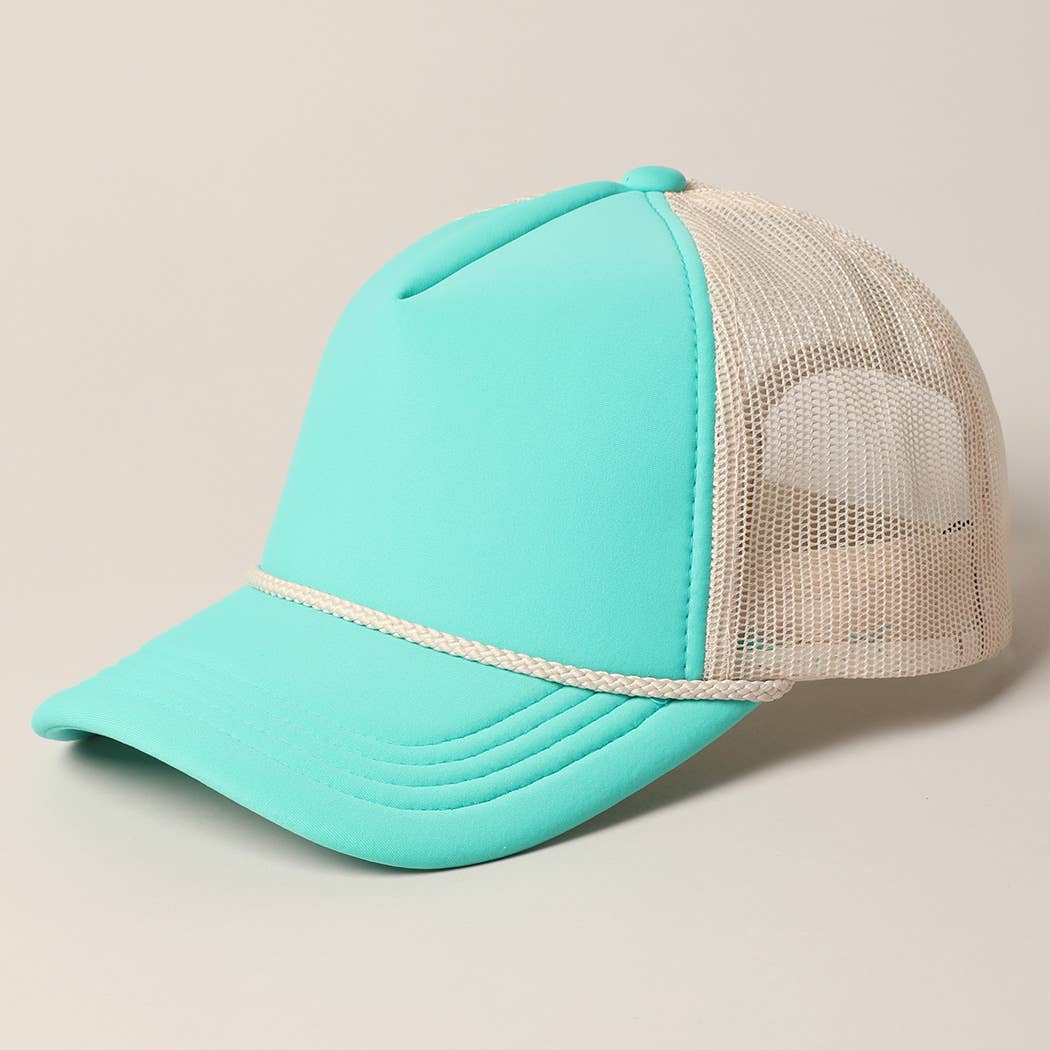 Plain Foam Rope Mesh Back Trucker Hat