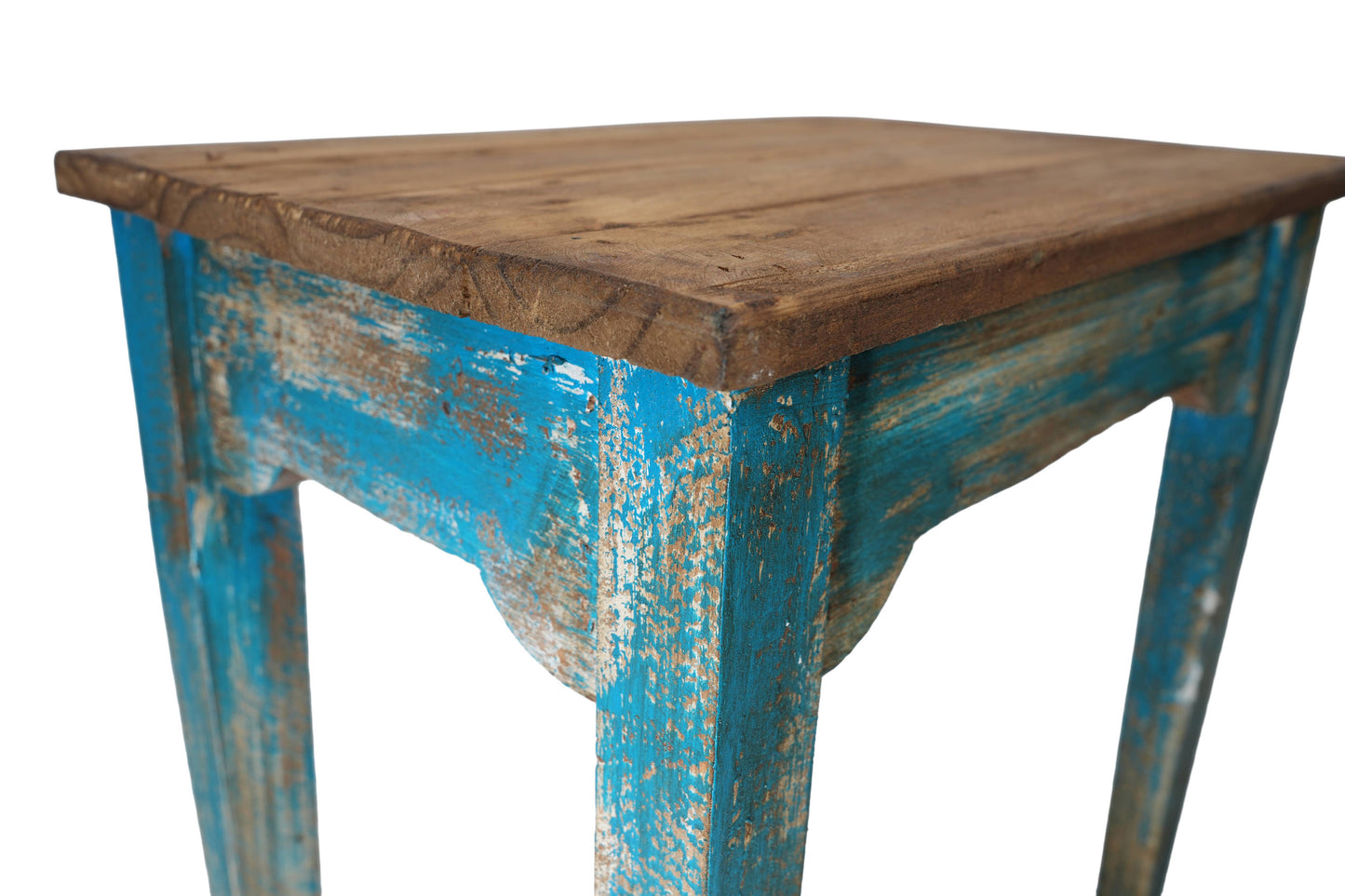 Tobin Farmhouse Display Table-Wood-18x12x18-Turquoise