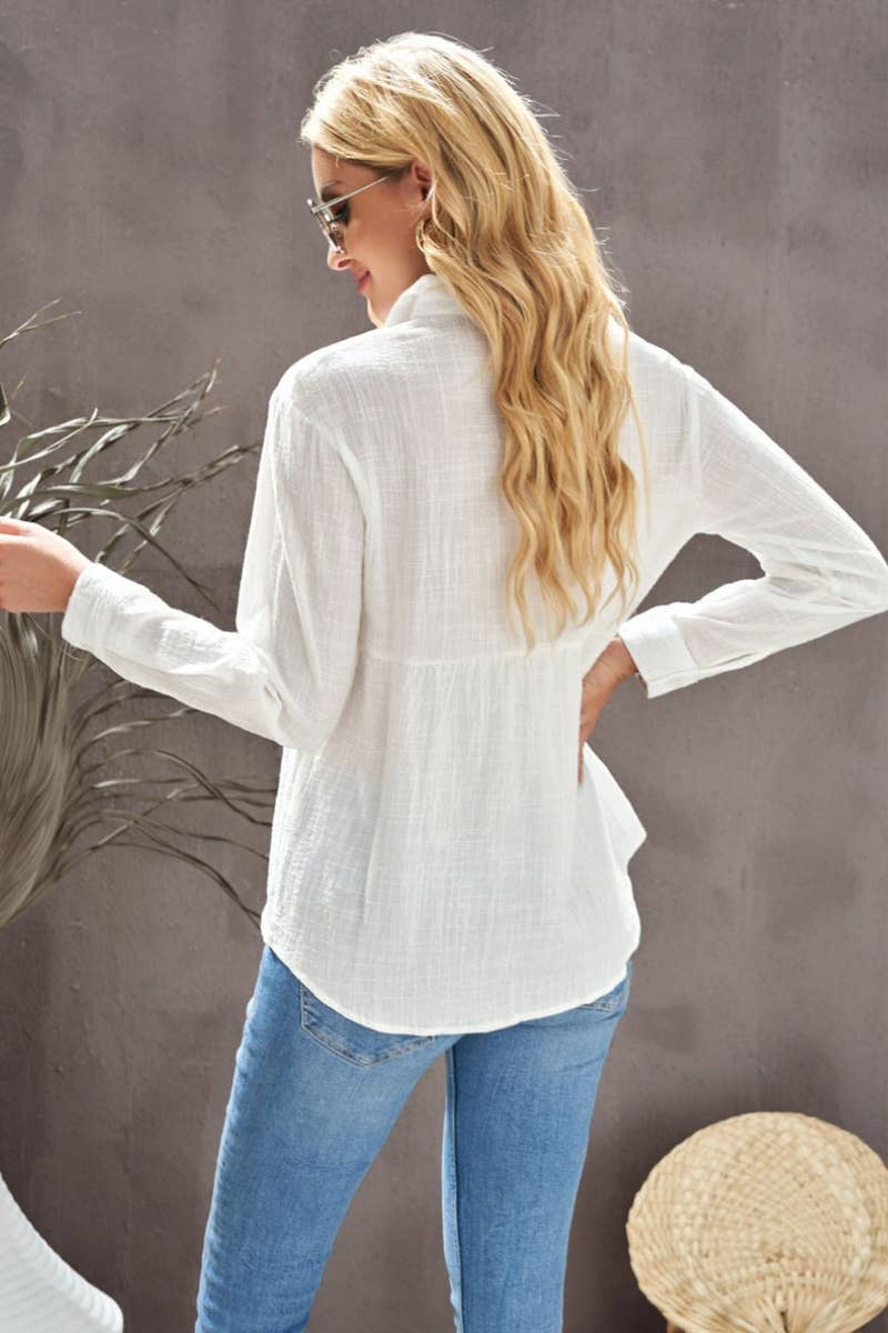 CWTSTL1282_FALL LONG-SLEEVED LAPEL BUTTON-DOWN BLOUSE