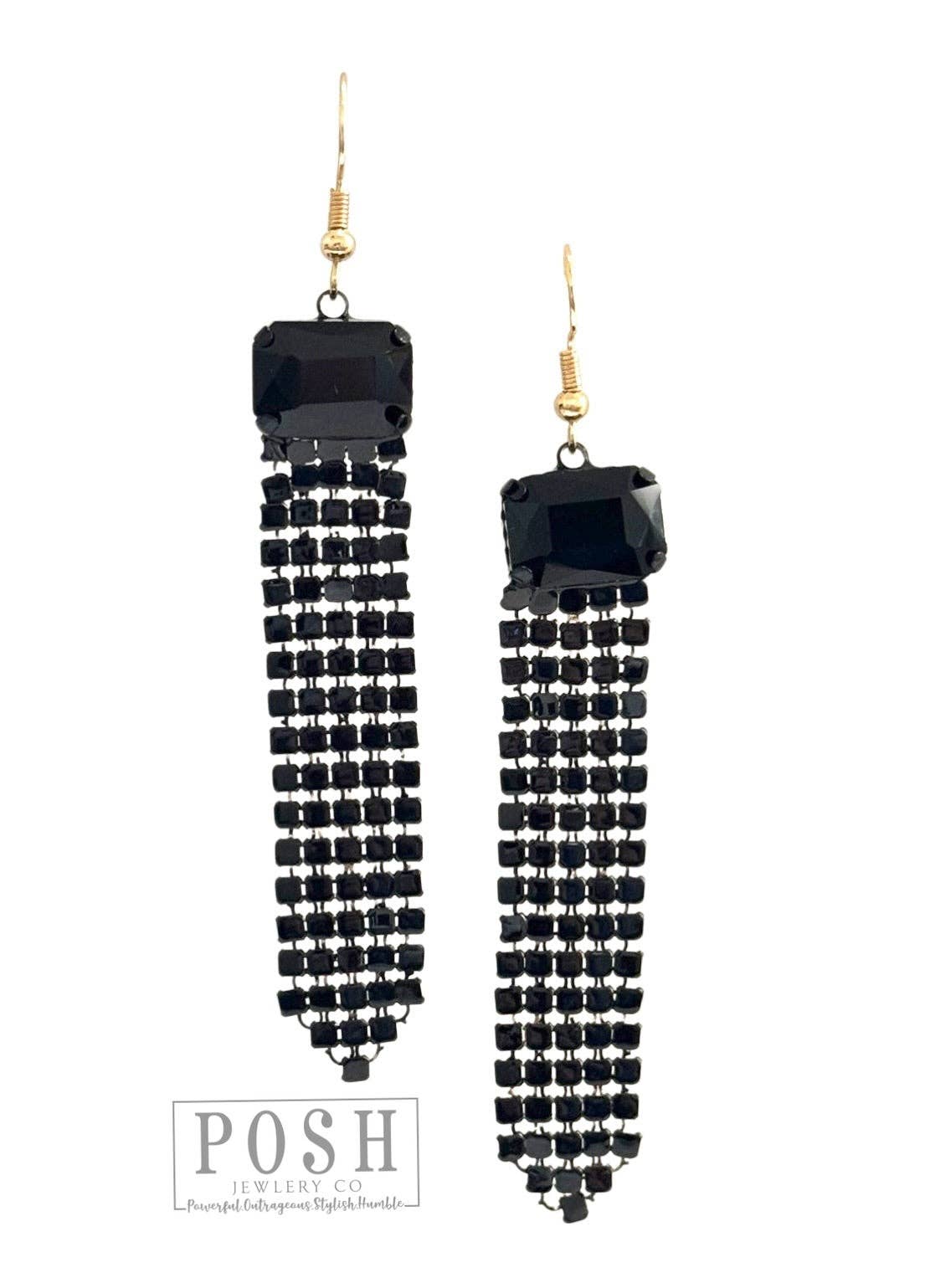 Rhinestone mesh earring