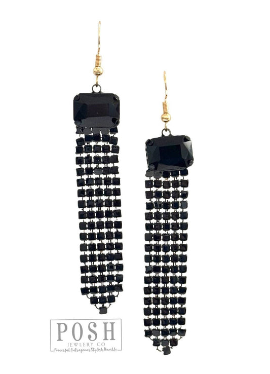 Rhinestone mesh earring