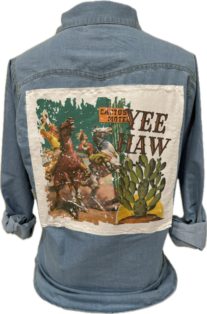Denim Pearl Snap Chambray (with patch on back)