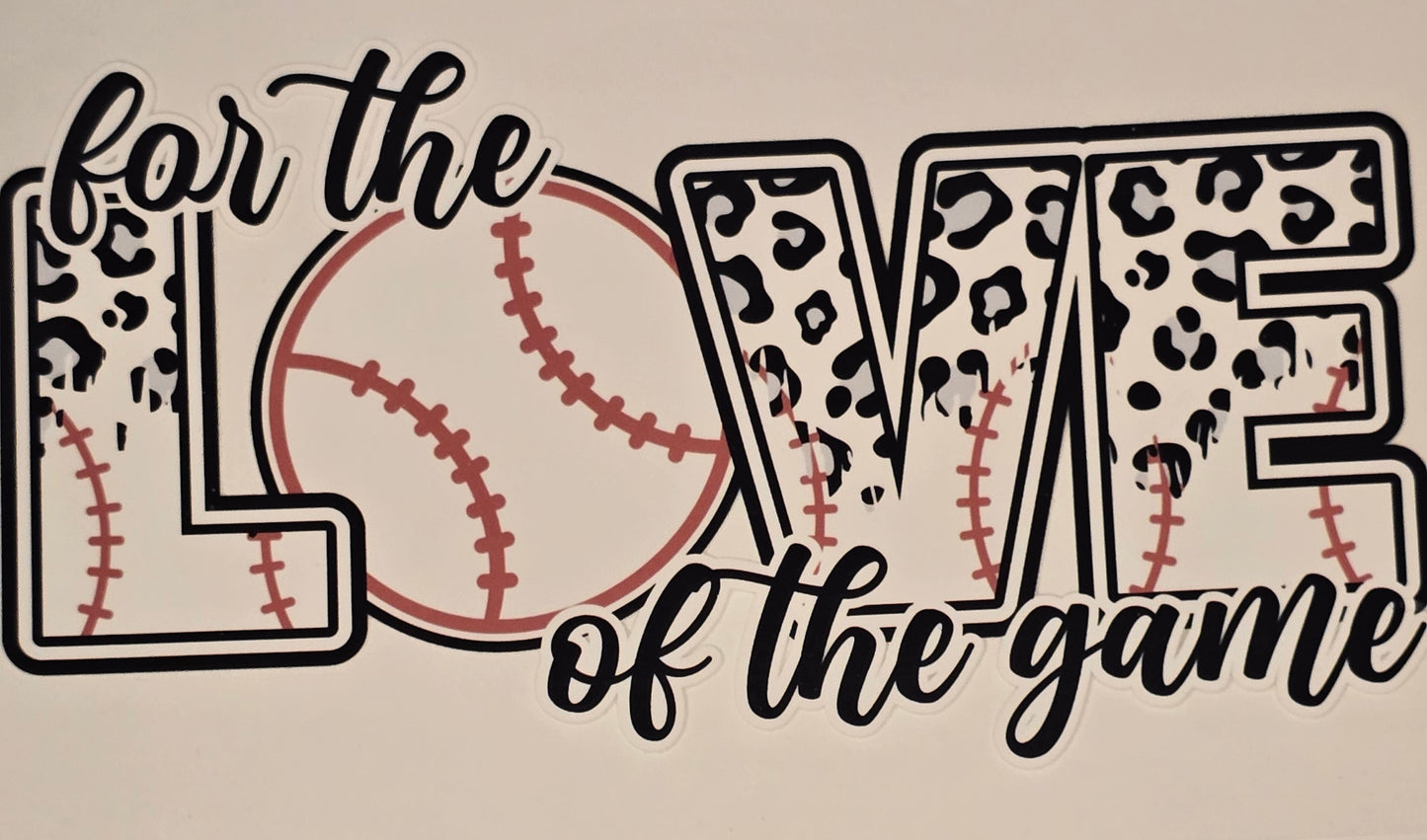 DTF Baseball "For the LOVE of the game" Cheetah pattern