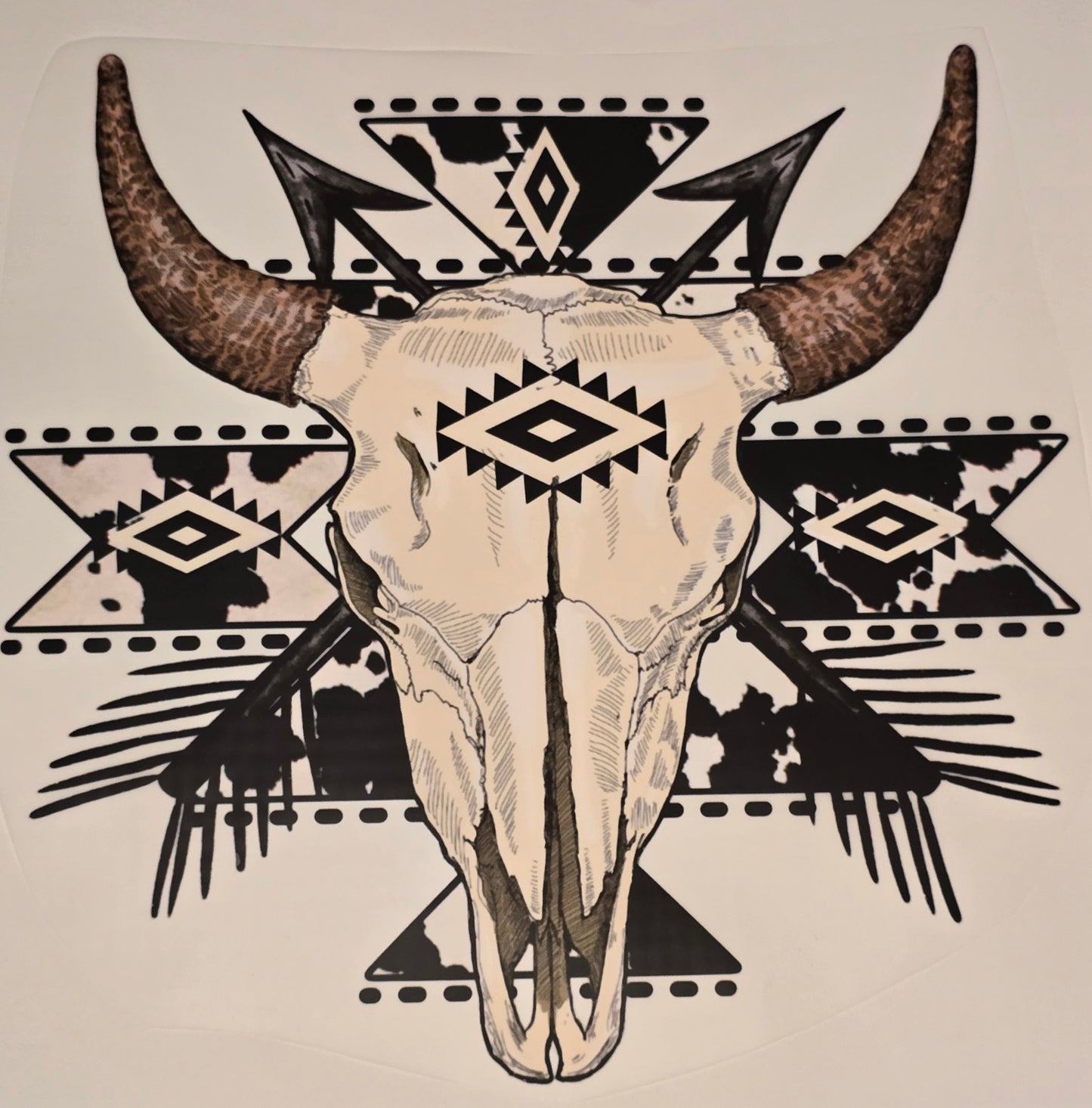 DTF Western Cow Skull Tribal pattern