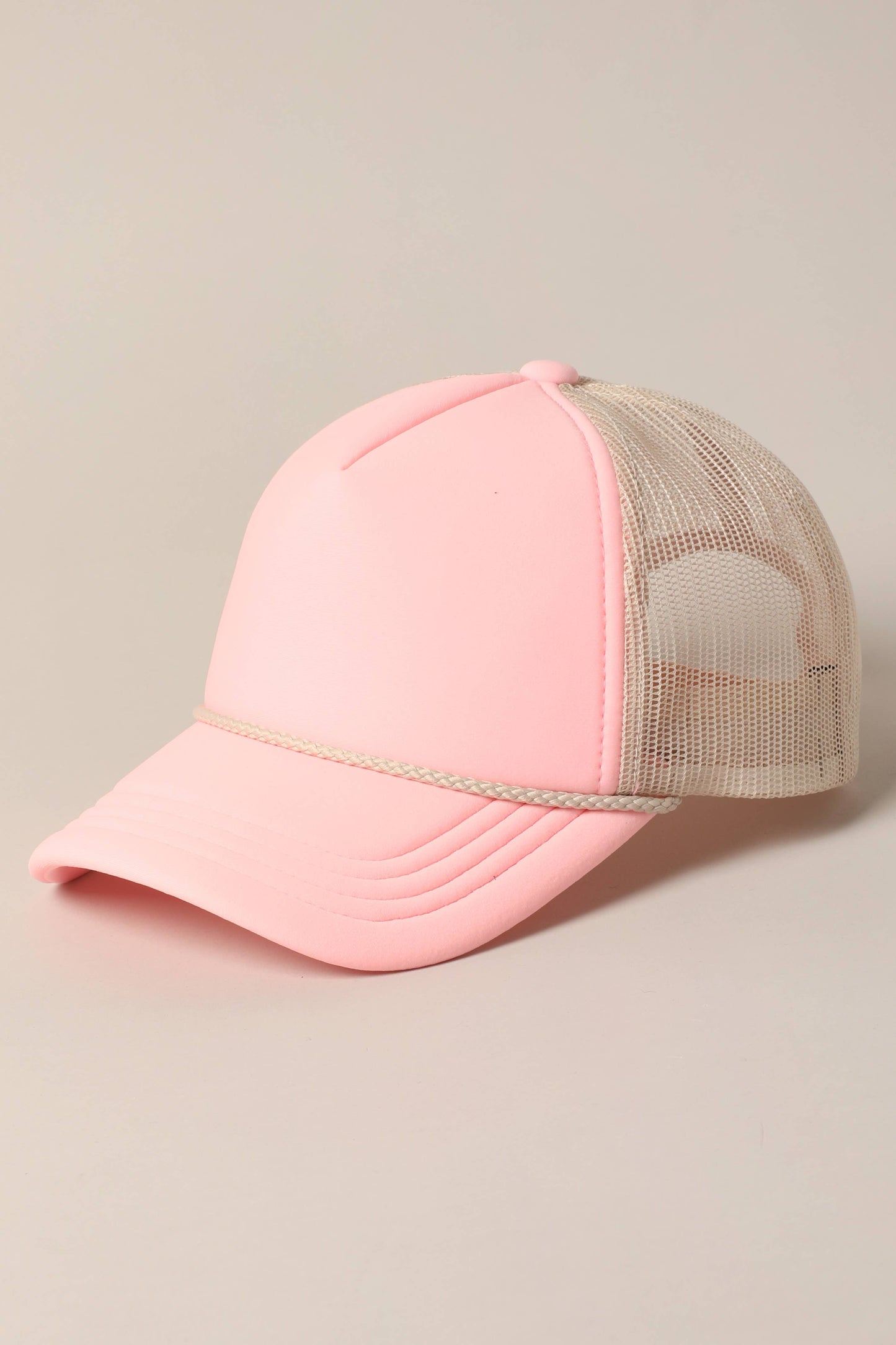Plain Foam Rope Mesh Back Trucker Hat