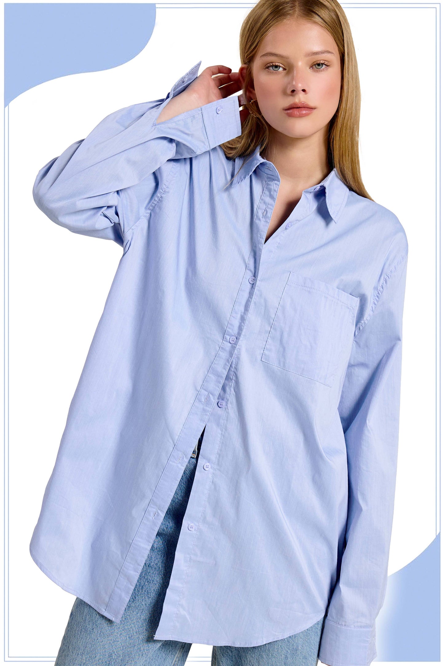 SRT7809-Classic Collared Button Down Poplin Shirts