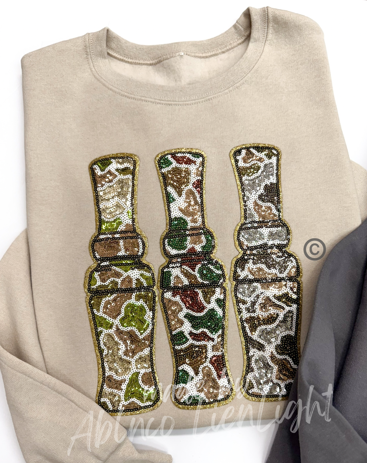 Camo Duck Call Hunting Sequins Patch Sweatshirt