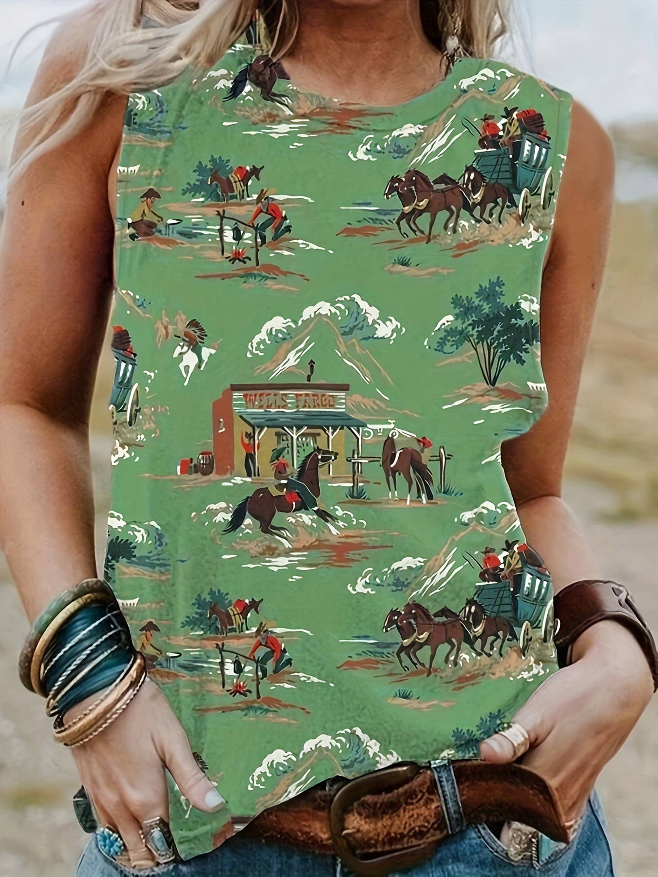 Cowboy Rodeo Western Graphic Tank Top