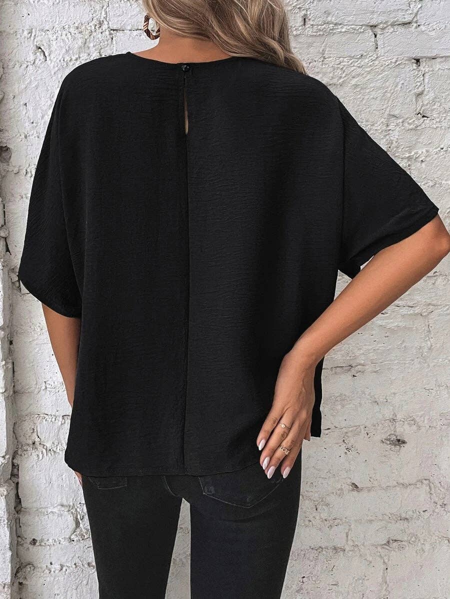 Casual Round Neck Knot Waist Tunic T-Shirt