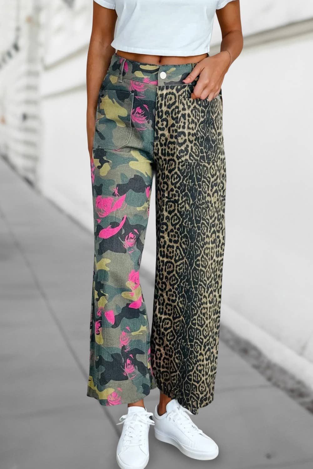 Fashion Leopard Camo Print Wide Leg Jeans NEW | 4-16