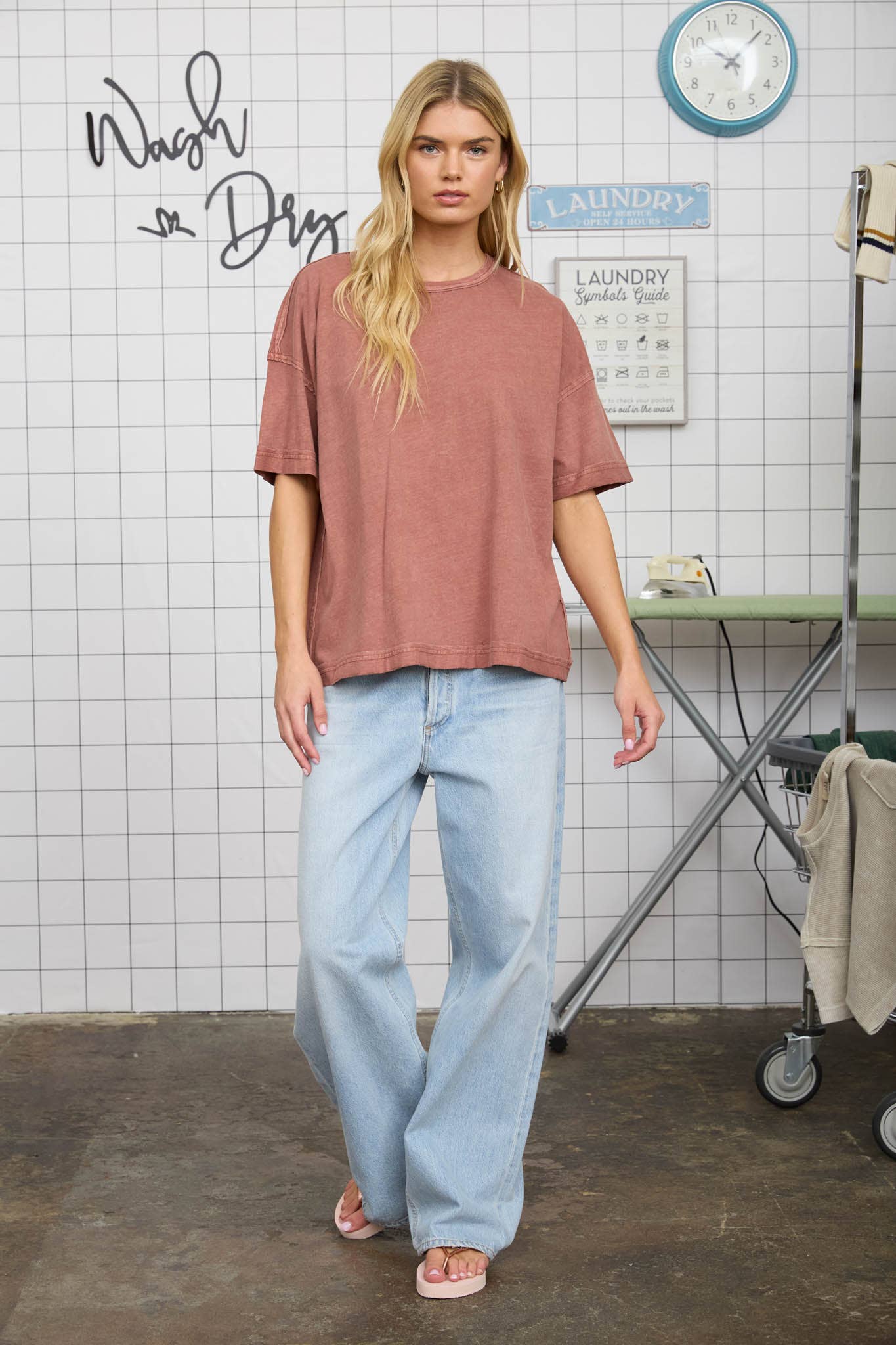 WASHED EXPOSED SEAM RELAXED KNIT T-SHIRT