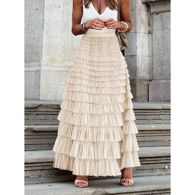 A-Line High Waisted Solid Color Tulle Skirts Bottoms