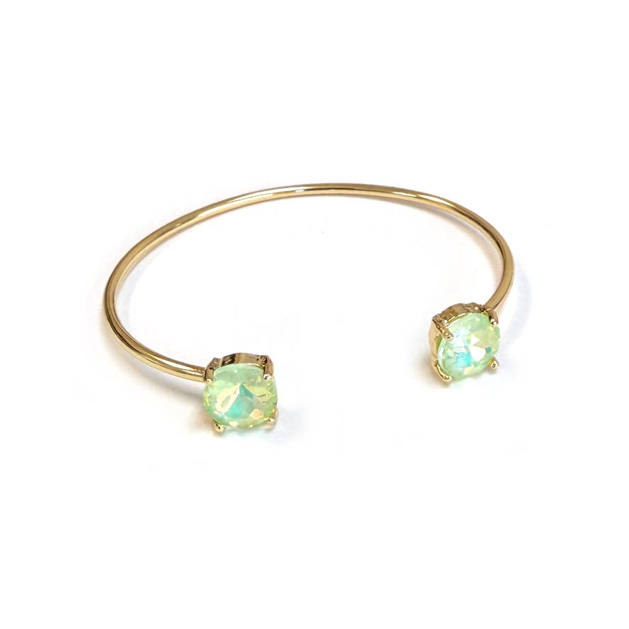 Cuff Wire Bangle for Women and Girls w/ Glass Stone Accent