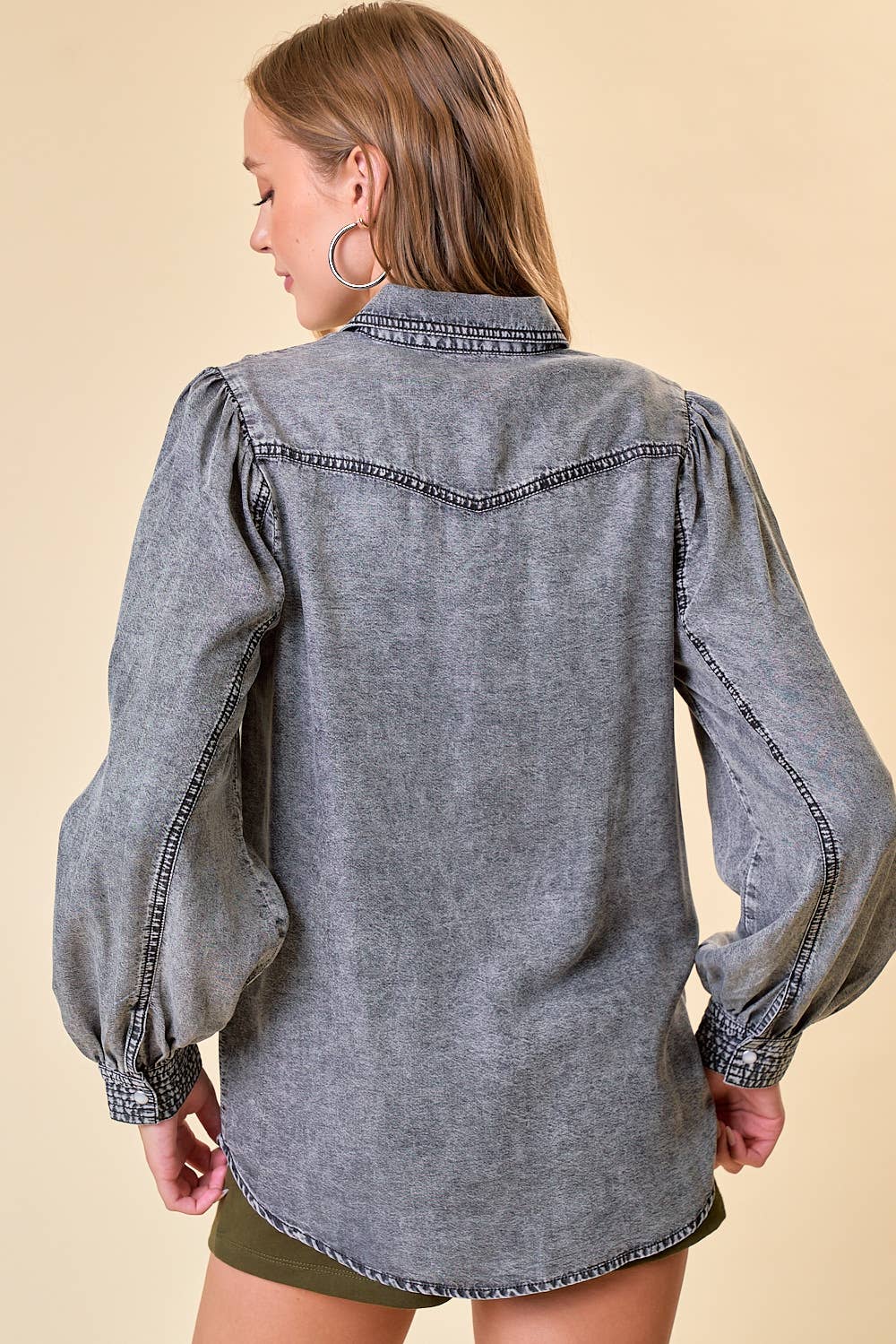 DOUBLE BUST POCKET DENIM SHIRT - 41699T-1