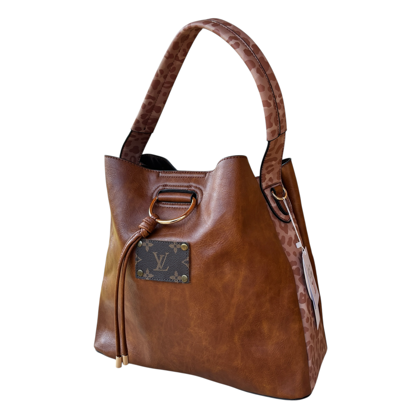 Cognac Lawless Leopard Trim Hobo