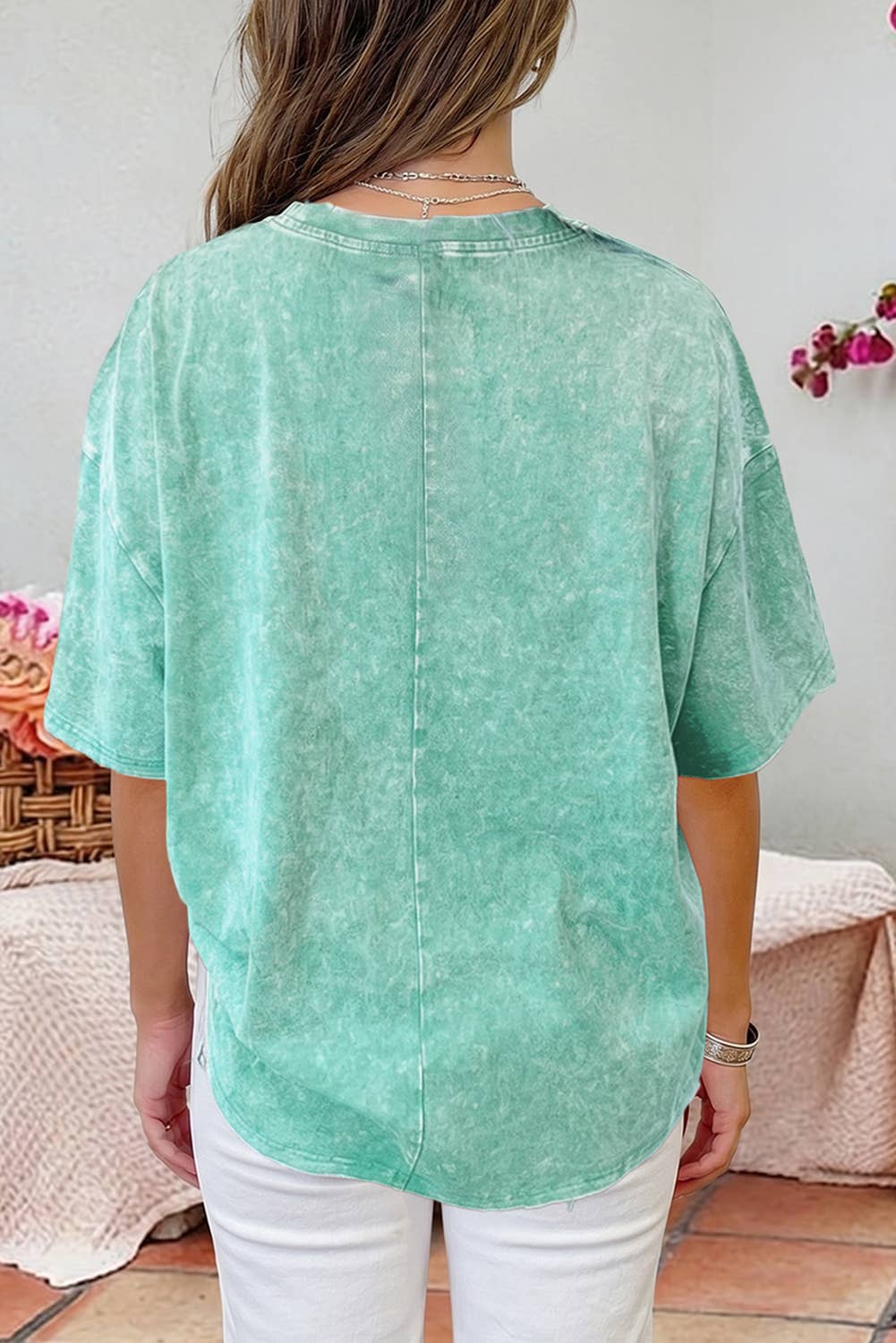 Solid Color Cotton Mineral Washed Oversize Tee