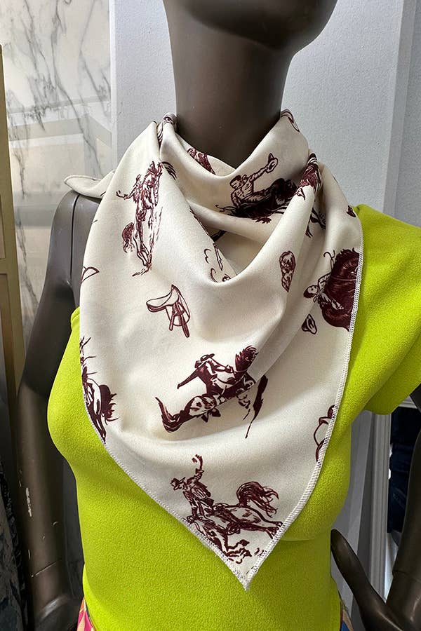 SC-5570-Western Cowboy Rodeo Print Scarf