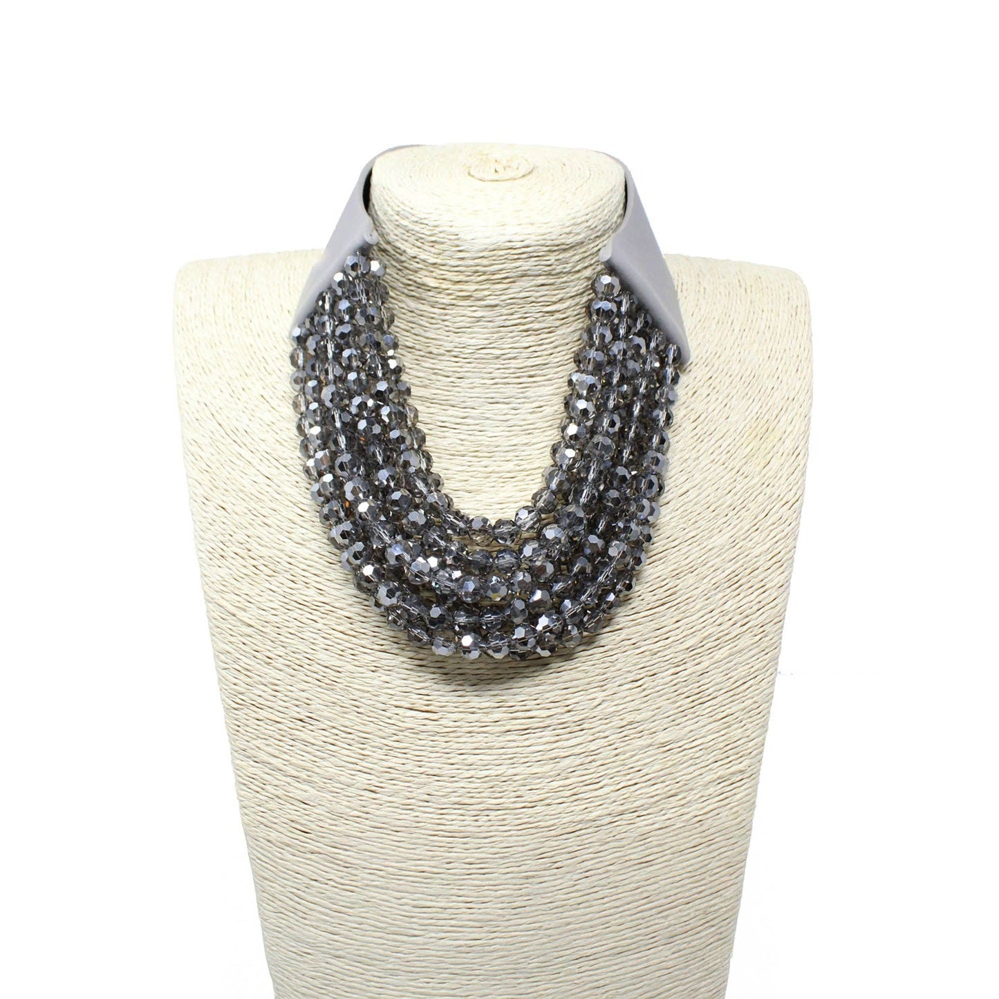 Multi Strand Crystal Statement Necklace