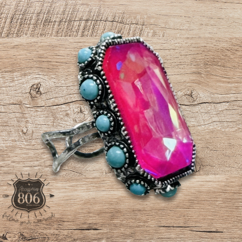 Rhinestone and bead studded ring - LC